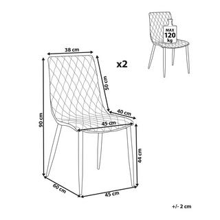 Beliani Chaise de salle à manger en Cuir PU Glamour MONTANA  