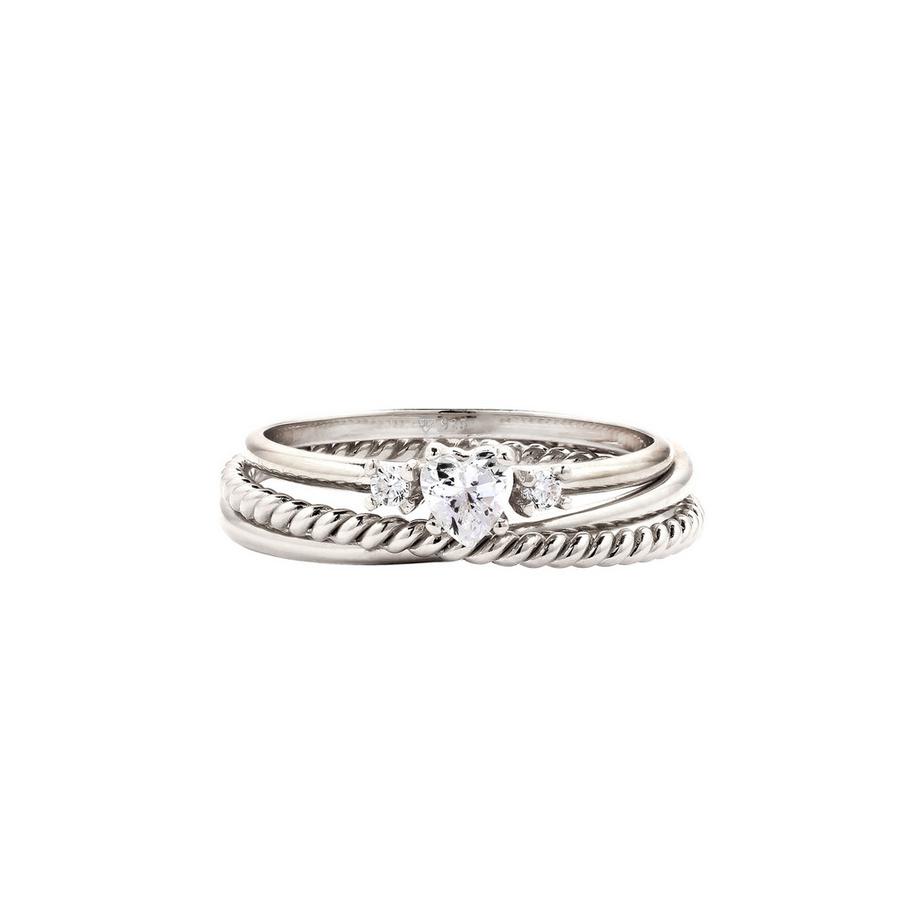 Elli  Ringset Mit Steinen Herz Zirkonia 925 Sterling Silber 