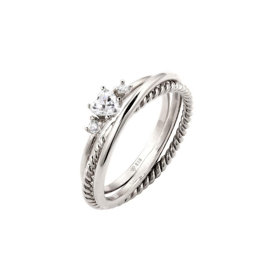 Ringset Mit Steinen Herz Zirkonia 925 Sterling Silber