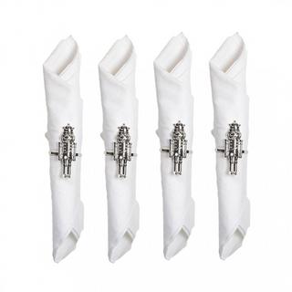 Aulica  LOT DE 4 RONDS DE SERVIETTES ARGENT CASSE NOISETTE 