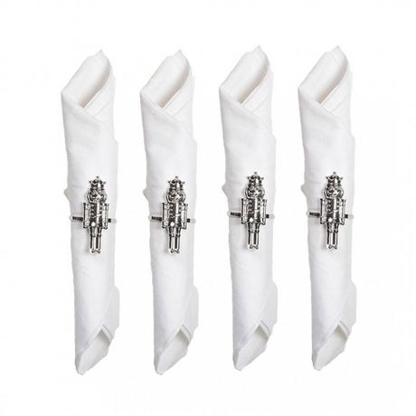 Aulica  LOT DE 4 RONDS DE SERVIETTES ARGENT CASSE NOISETTE 