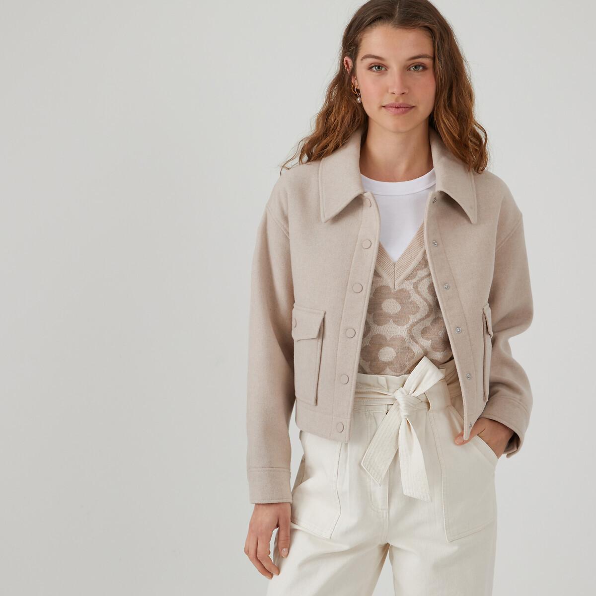 Image of Jacke Mit Druckknopfverschluss Unisex Beige 48
