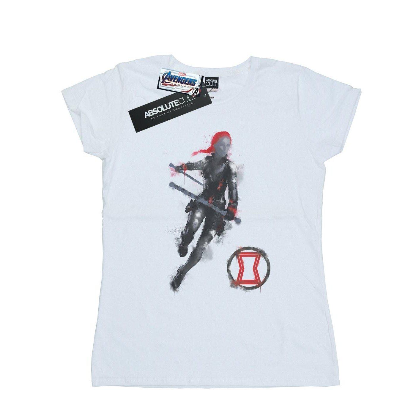 Image of Avengers Endgame Painted Black Widow Tshirt Damen Weiss L