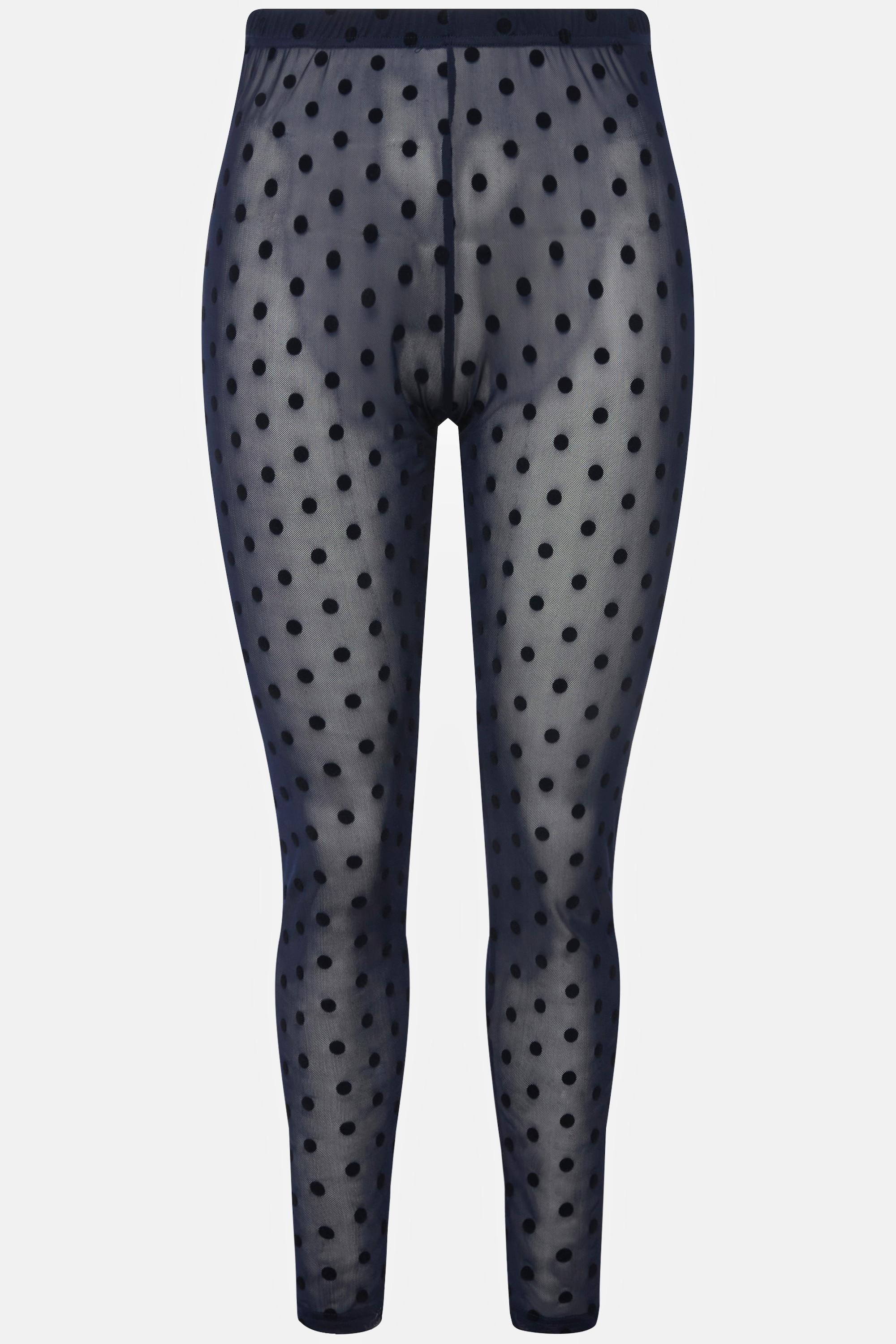 Ulla Popken  Legging en mesh, pois floqués 