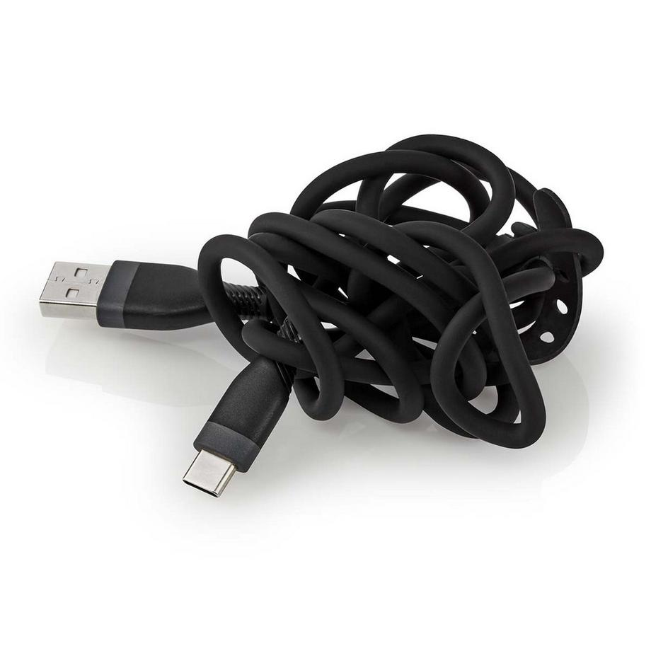 Nedis  Câble USB | USB 2.0 | USB-A mâle | USB-C™ mâle | 15 W | 480 Mbps | Nickelé | 1,50 m | Rond | Silicone | Noir | Boîte 