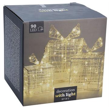 Leuchtendes Weihnachtsgeschenkpaket mit 90 LED-Lichtern für den Innen- und Außenbereich