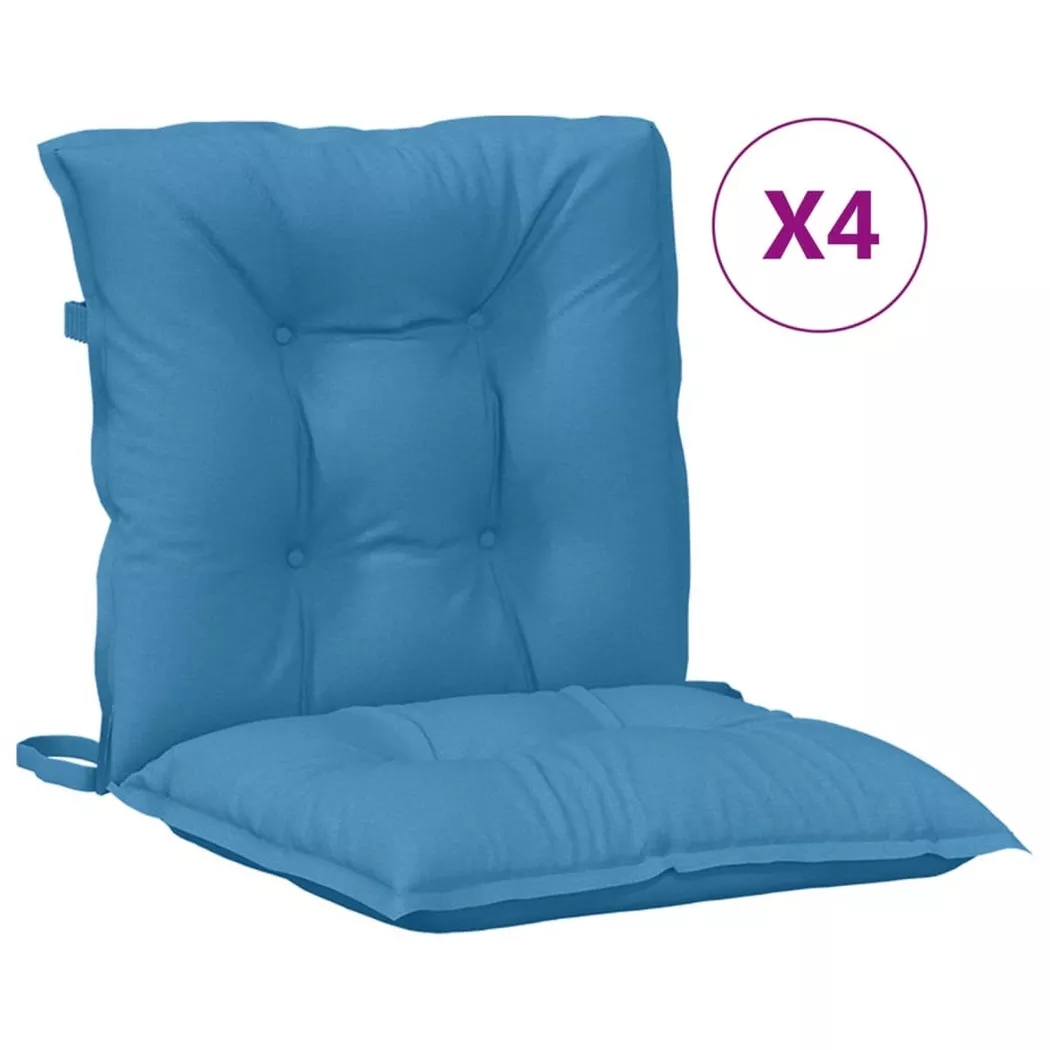 VidaXL - Coussin de chaise à dossier bas tissu, One Size, Bleu