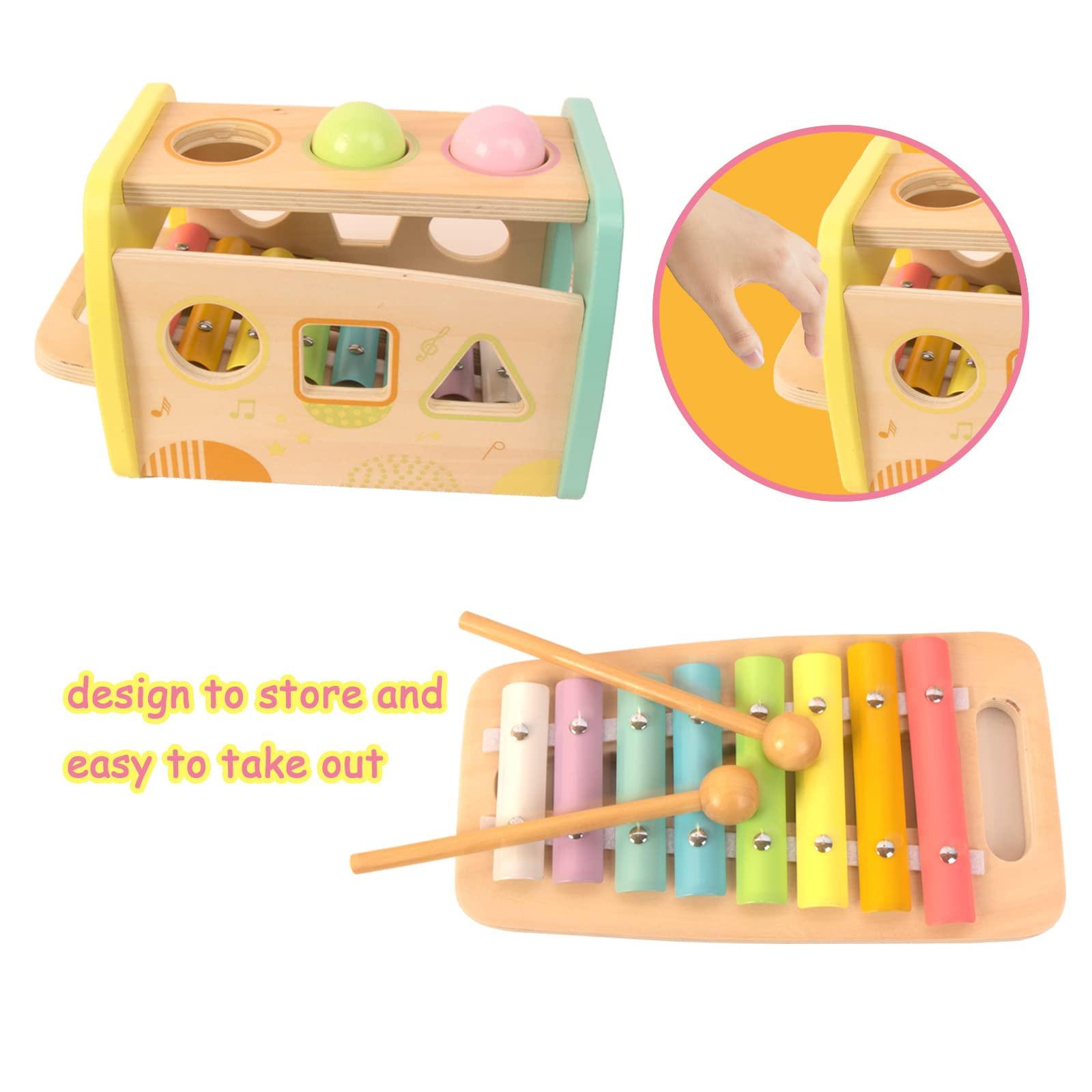 Activity-board  Xylophone et marteau, 3 en 1 jouet musical éducatif pour les enfants d'âge préscolaire jouet en bois jouet éducatif jouet pour la motricité 