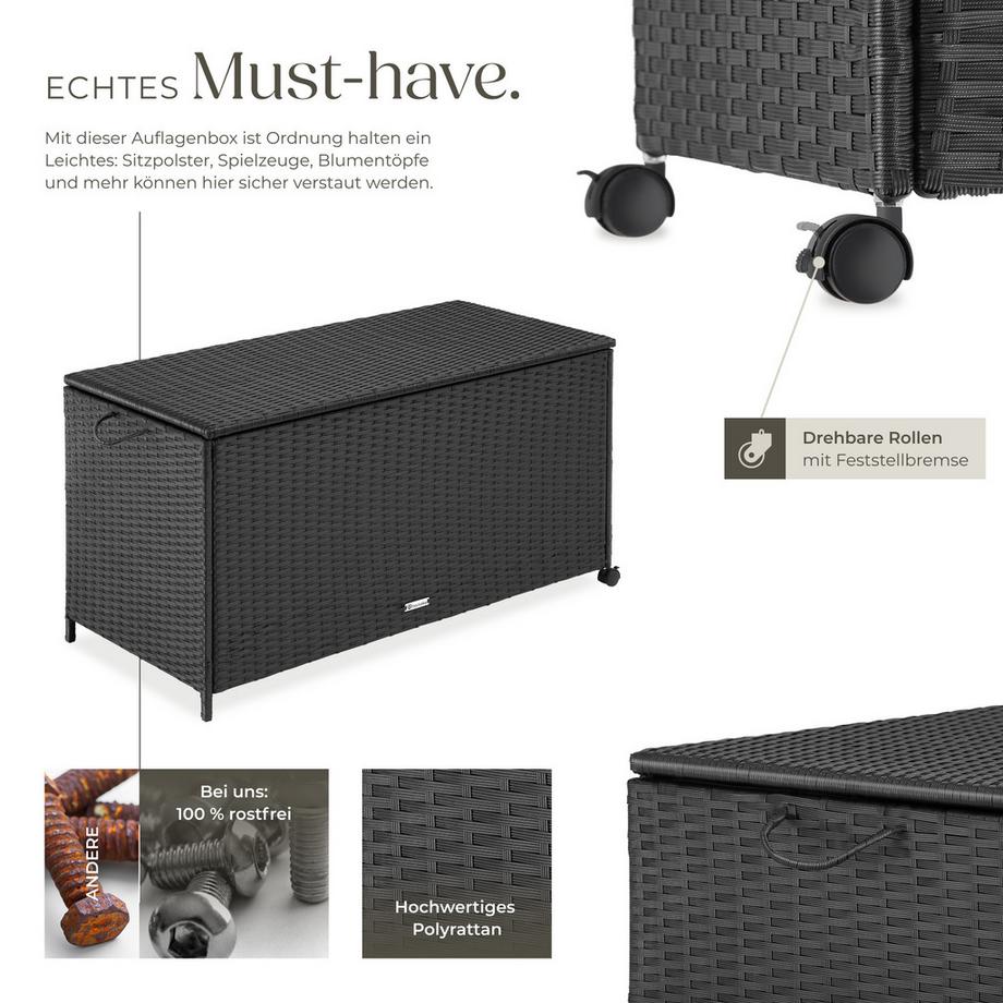 Tectake Auflagenbox mit Aluminiumgestell und Rollen  