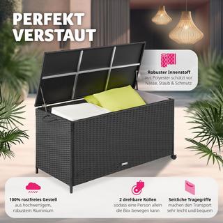 Tectake Auflagenbox mit Aluminiumgestell und Rollen  