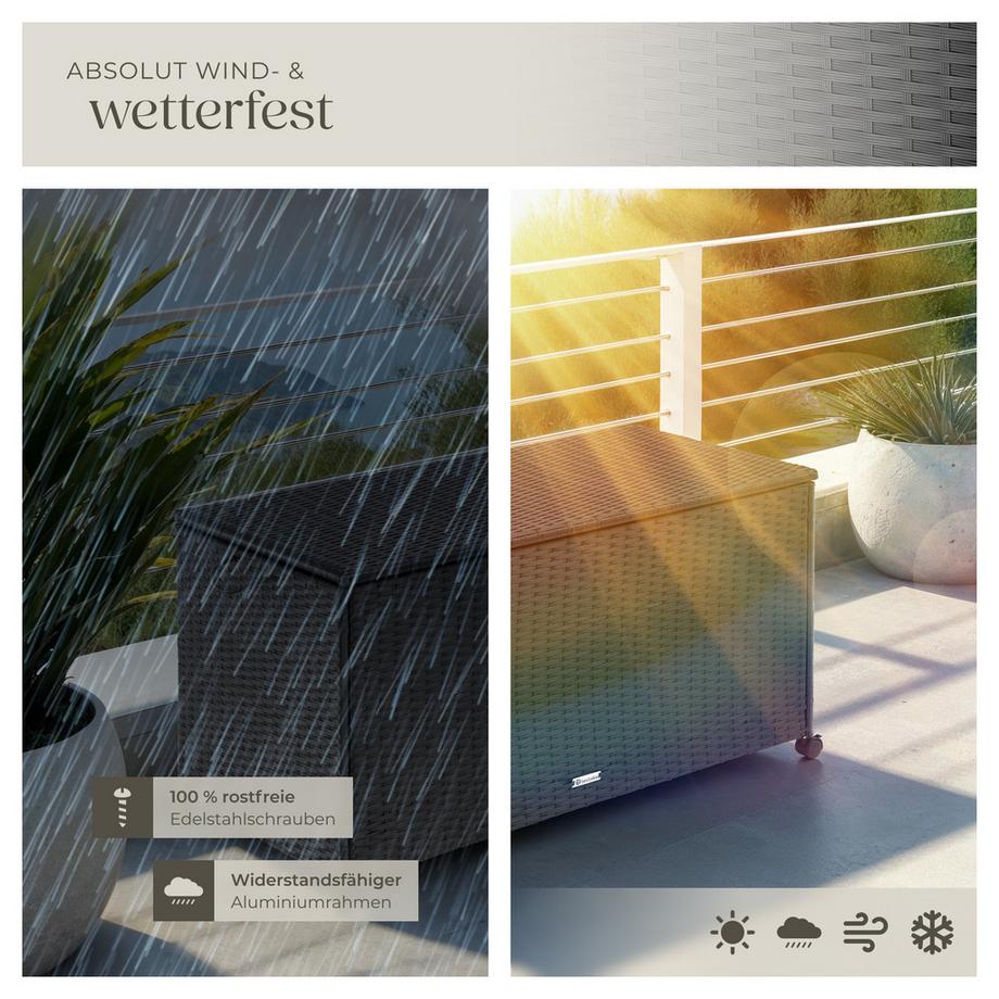 Tectake Auflagenbox mit Aluminiumgestell und Rollen  