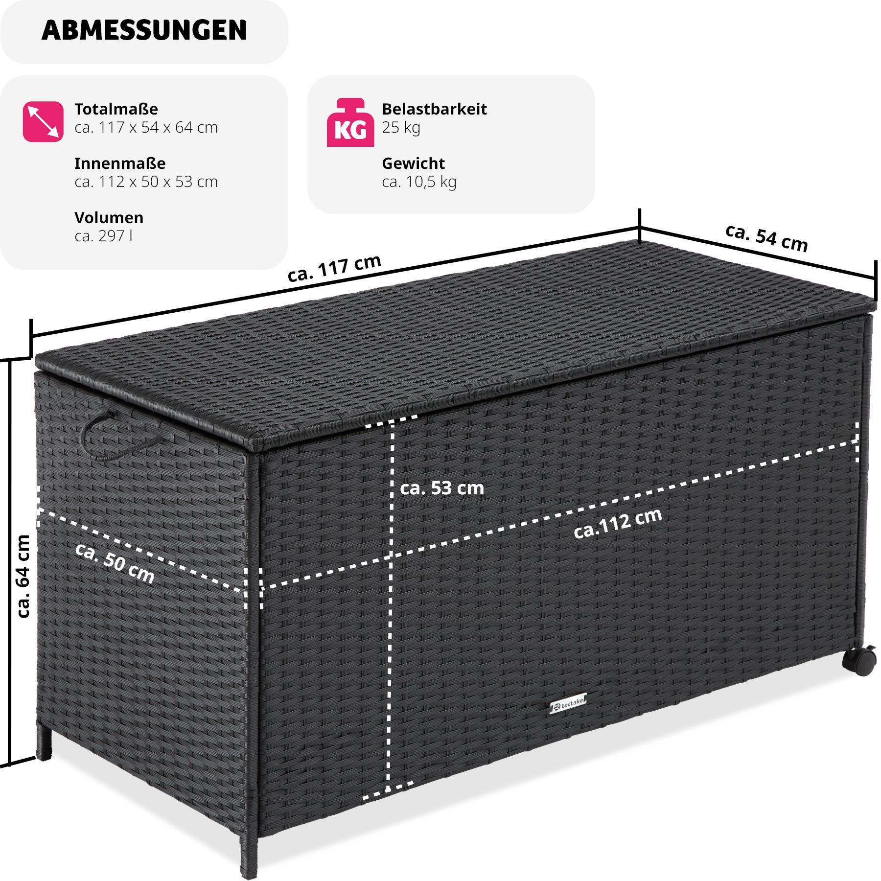 Tectake Auflagenbox mit Aluminiumgestell und Rollen  