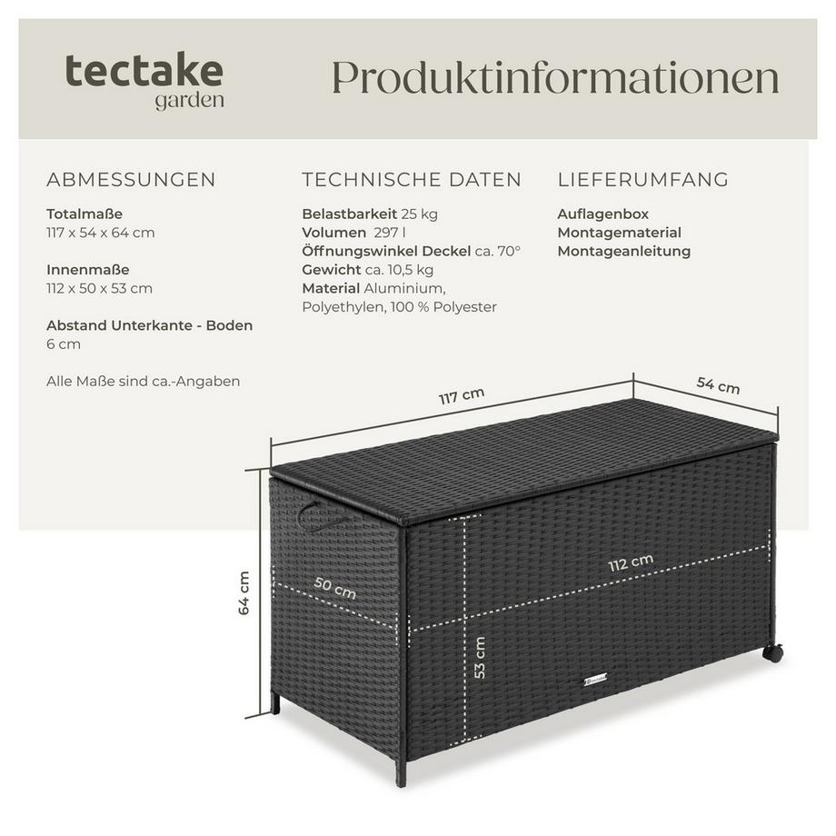 Tectake Coffre de rangement avec cadre en aluminium et roues  