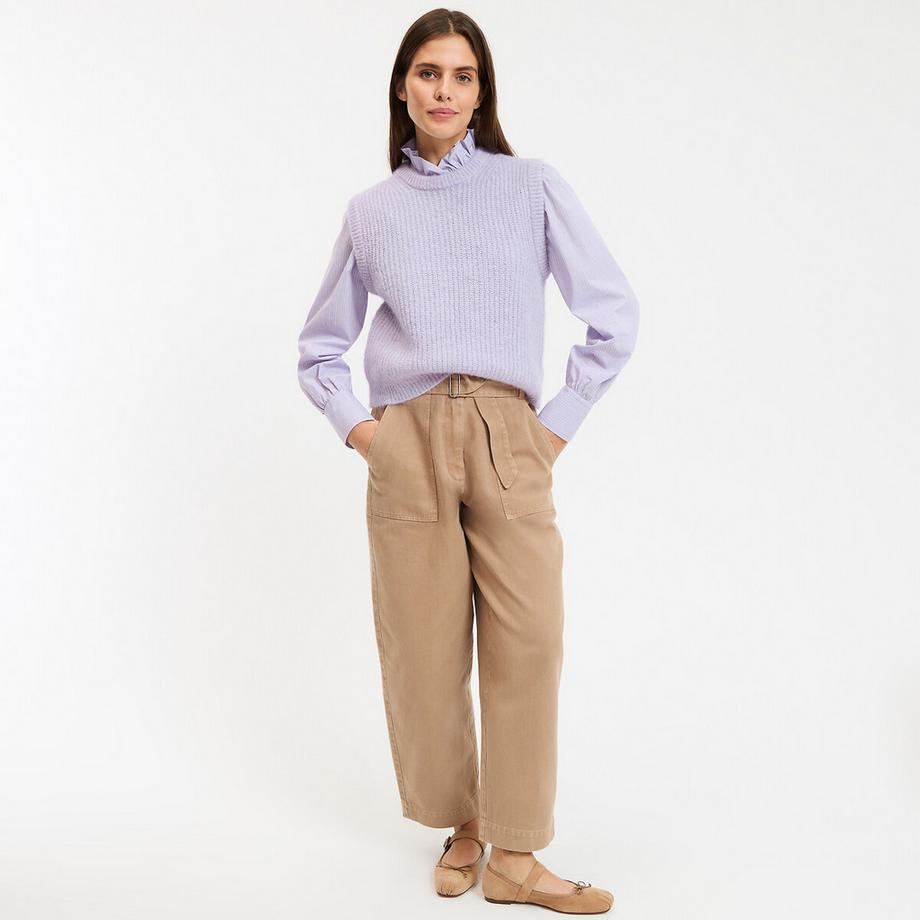 La Redoute Collections Pantalon Large Coupe Barrel avec Ceinture  