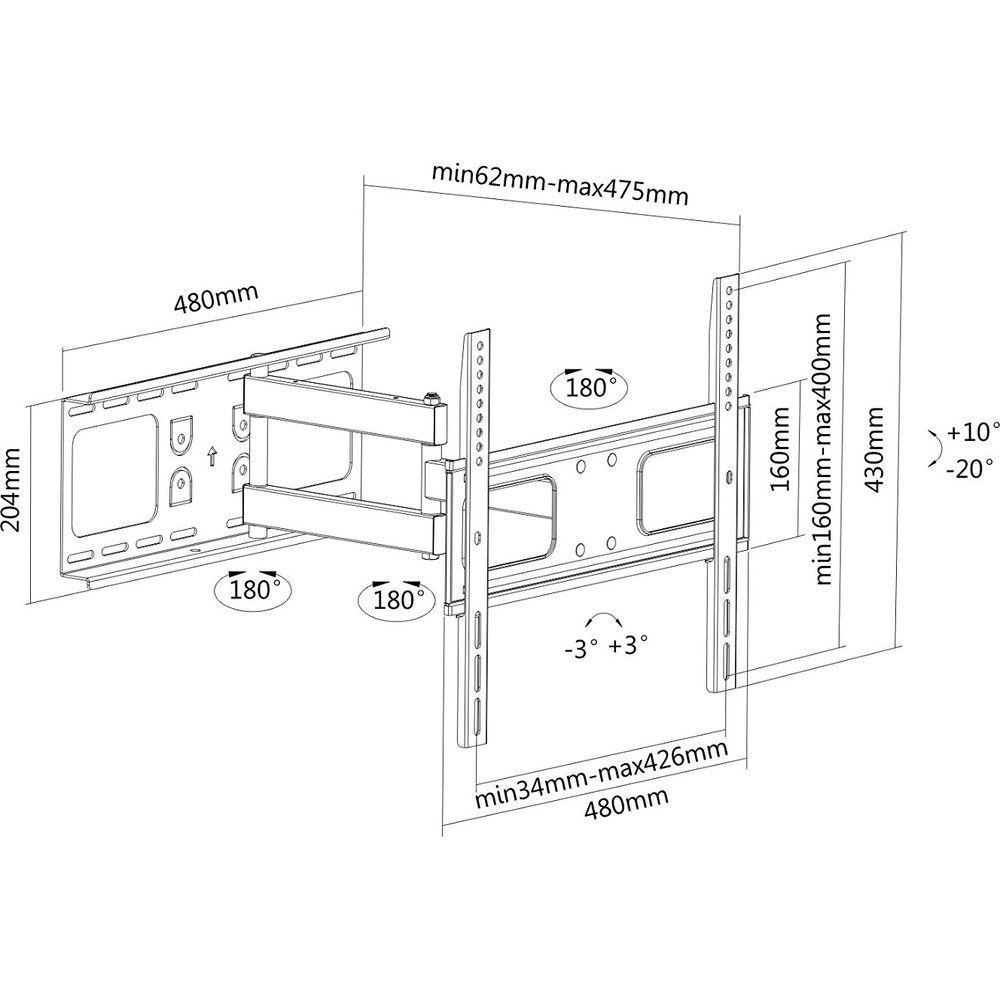 PureMounts  PureMounts PM-FM30-400 Supporto TV a parete 132,1 cm (52") Nero 