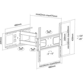 PureMounts  PureMounts PM-FM30-400 Supporto TV a parete 132,1 cm (52") Nero 