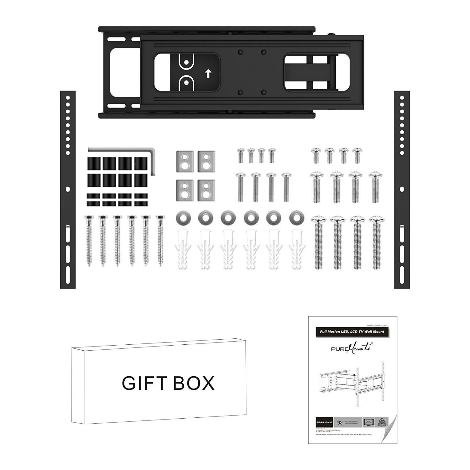 PureMounts  PureMounts PM-FM30-400 Supporto TV a parete 132,1 cm (52") Nero 