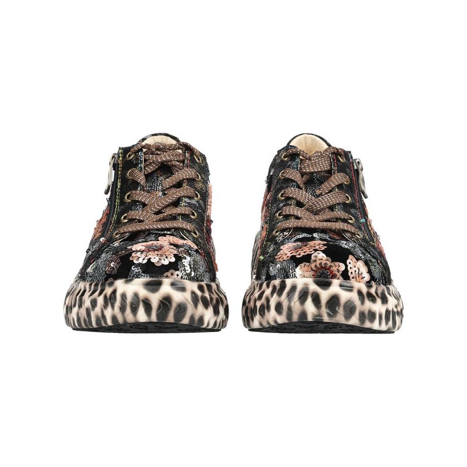 Laura Vita Floral Pailletten Sneaker mit Plateausohle  