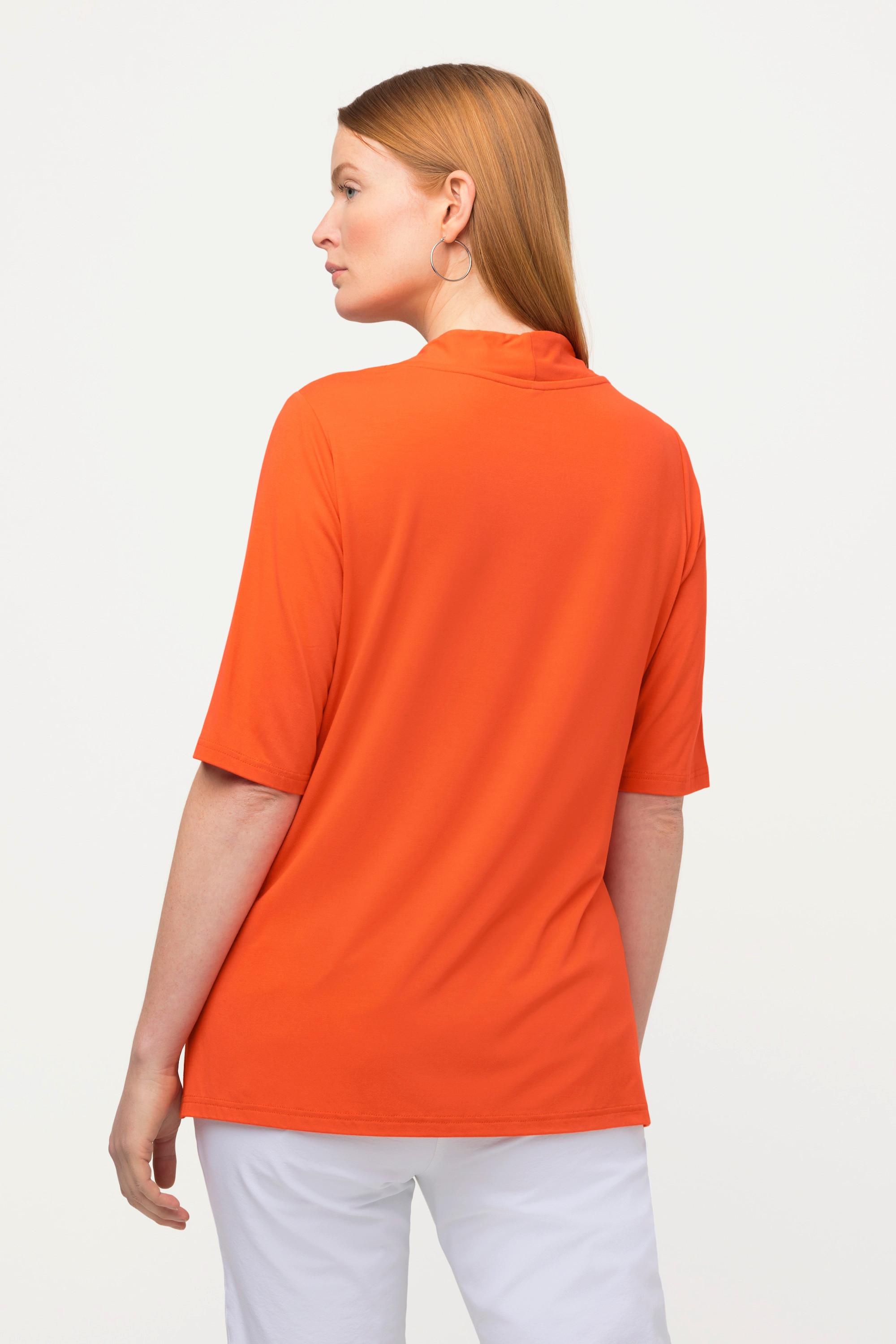 Ulla Popken  T-shirt con scollo montante a V e mezze maniche 