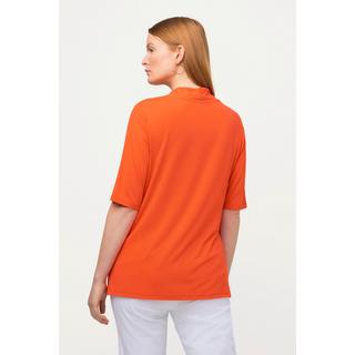 Ulla Popken  T-shirt à manches courtes, col jabot et col en V 