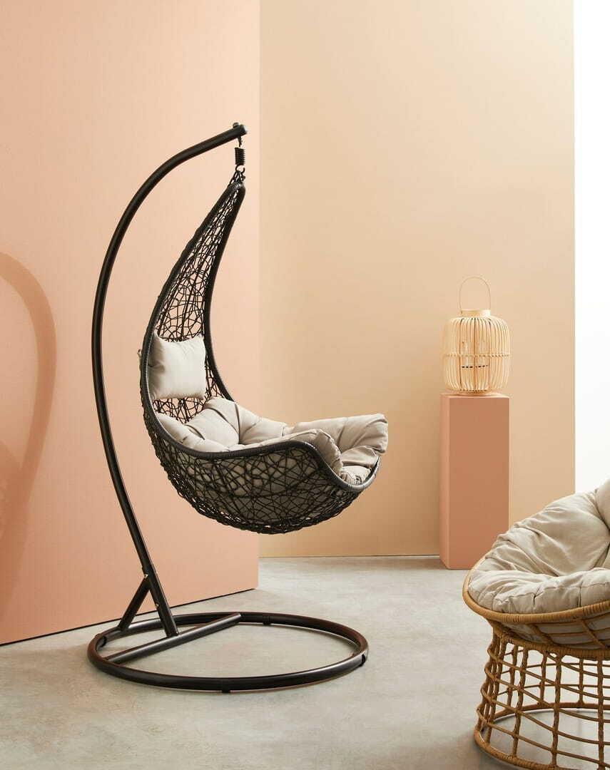 mutoni Fauteuil suspendu de jardin Amirantes avec coussin noir  