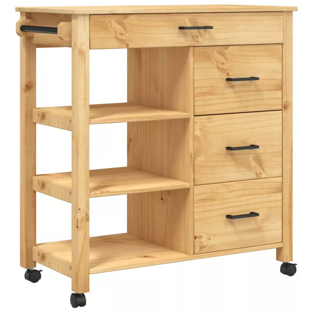 Chariot de cuisine MONZA 84x40x90 cm bois massif de pin