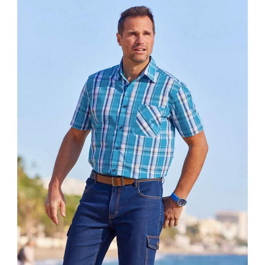 Atlas For Men Camicia a Maniche Corte a Quadri  