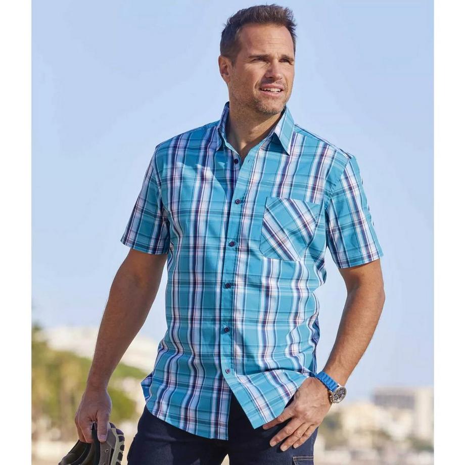 Atlas For Men Camicia a Maniche Corte a Quadri  