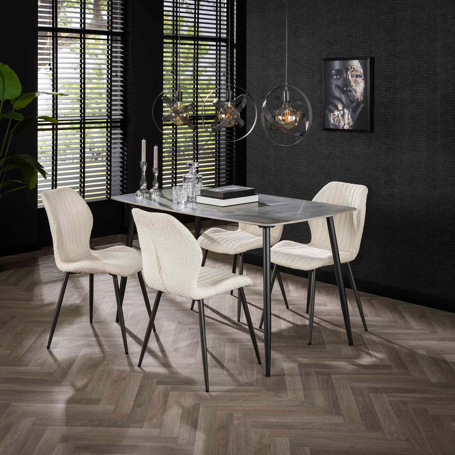 mutoni Tavolo da pranzo in ceramica grigio chiaro 140x80  