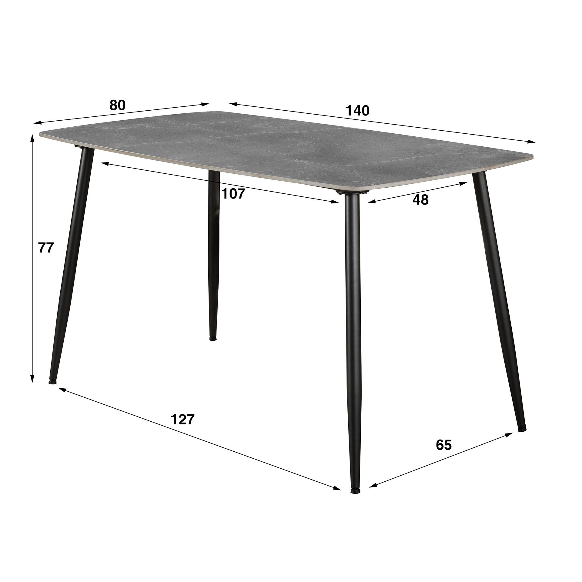 mutoni Table de salle à manger céramique gris clair 140x80  