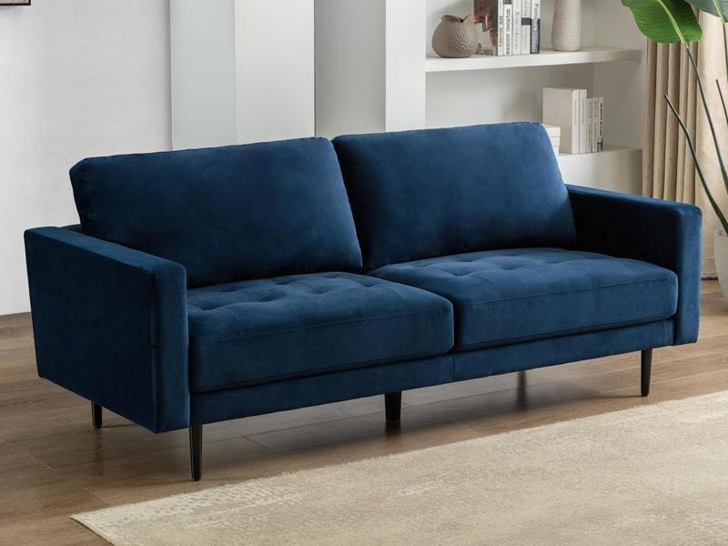 Image of Sofa 3-Sitzer - Samt - Blau - ESTELA Sofa 3-Sitzer - Samt - Blau - ESTELA