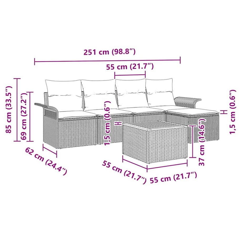 VidaXL Set di Mobili da Esterno Polyrattan  