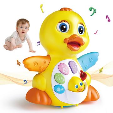 Ente Babyspielzeug mit Musik und Lichtern, krabbelndes musikalisches Spielzeug pädagogisches Babyspielzeug