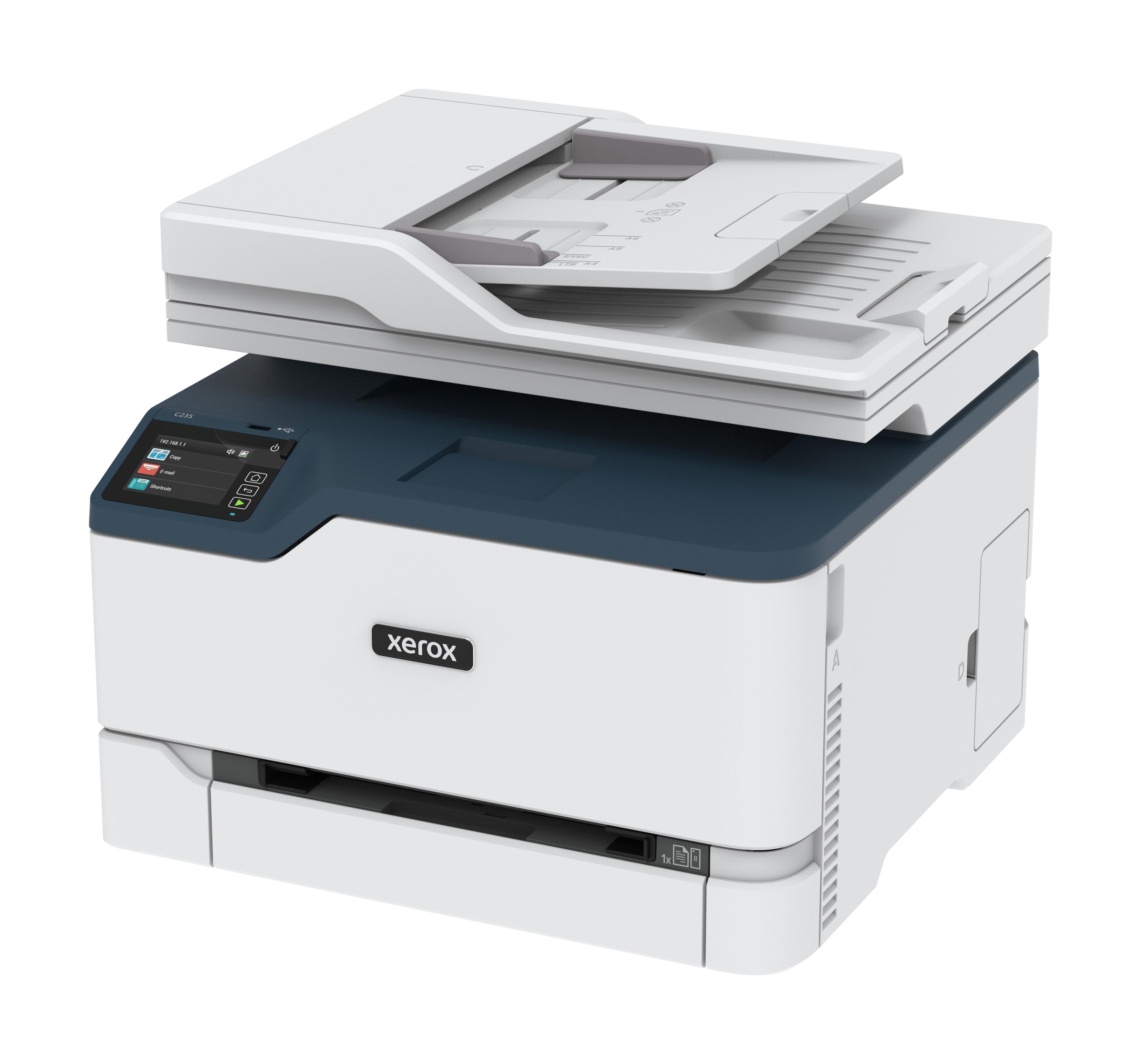 XEROX  C235 A4 22 ppm Copia/Stampa/Scansione/Fax wireless PS3 PCL5e/6 ADF 2 vassoi Totale 251 fogli 