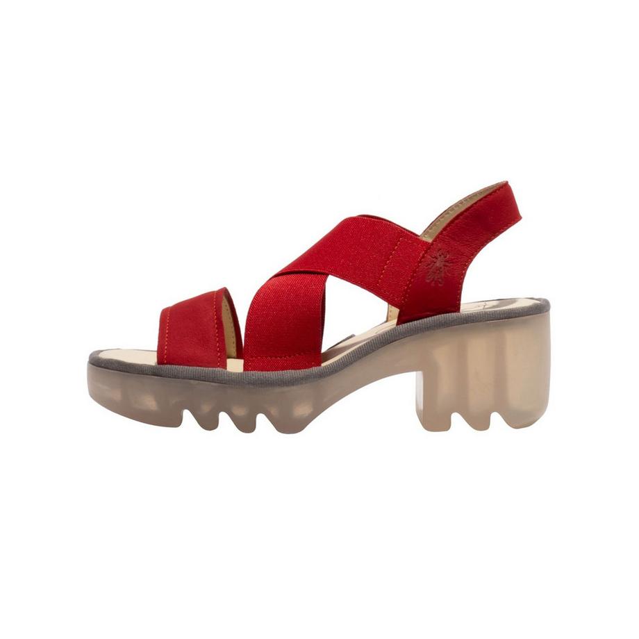 FLY London Sandale Plateforme à Bretelles Rouge  