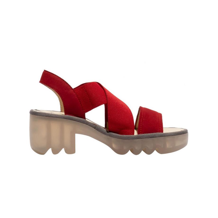 FLY London Sandale Plateforme à Bretelles Rouge  