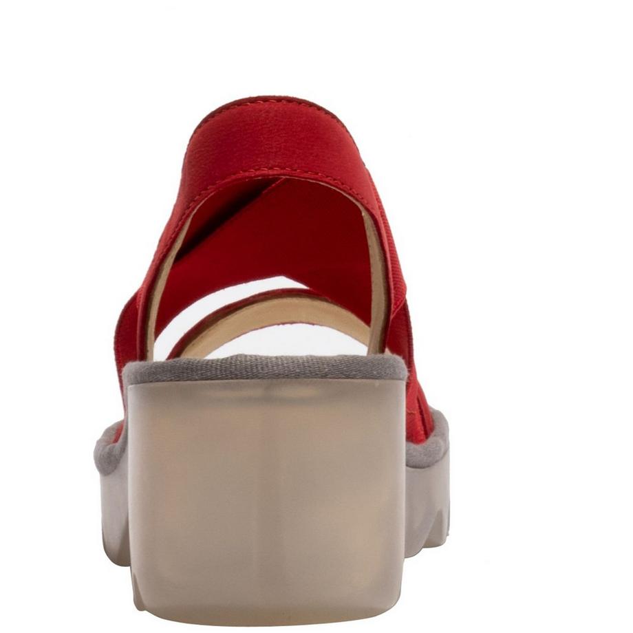 FLY London Sandale Plateforme à Bretelles Rouge  