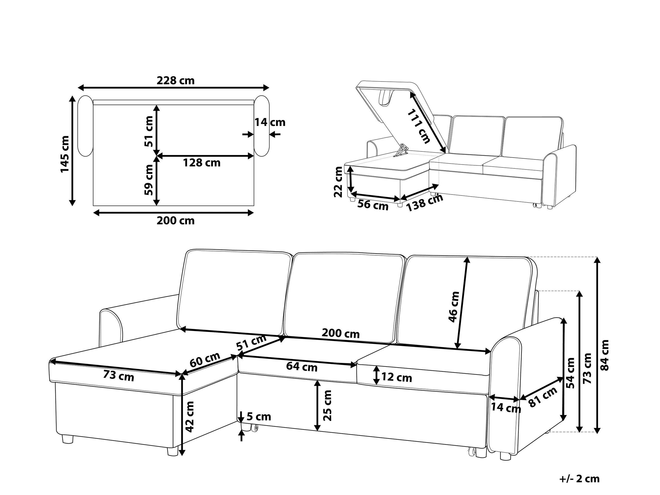 Beliani Rechtsseitiges Ecksofa aus Polyester Modern NESNA  