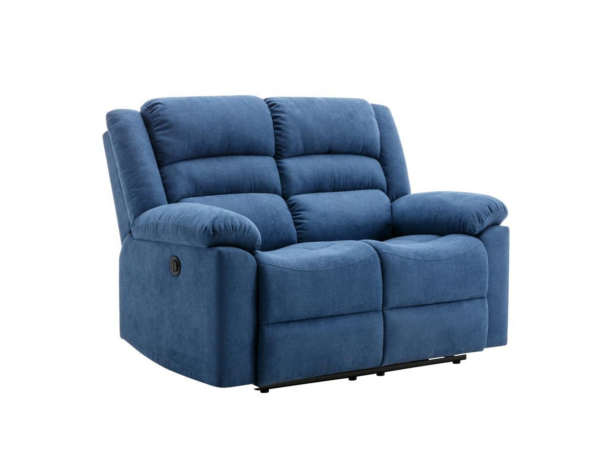 Vente-unique 3-Sitzer-Sofa & 2-Sitzer elektrische Relaxsessel - Blau - Stoff - BUROLO  