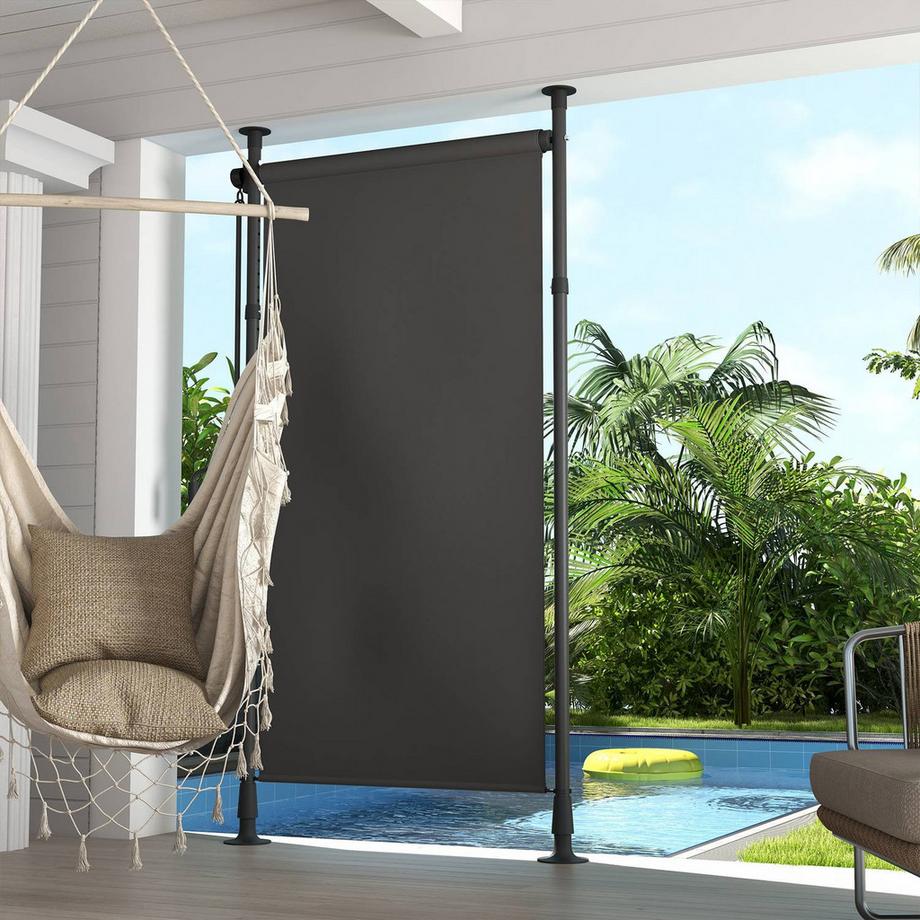 Northio Tenda da sole verticale Protezione solare Tenda avvolgibile per balcone 120x220-310 cm Resistente alle intemperie con manovella Poliestere Grigio scuro per terrazza e giardino  