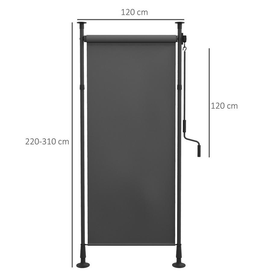 Northio Tenda da sole verticale Protezione solare Tenda avvolgibile per balcone 120x220-310 cm Resistente alle intemperie con manovella Poliestere Grigio scuro per terrazza e giardino  
