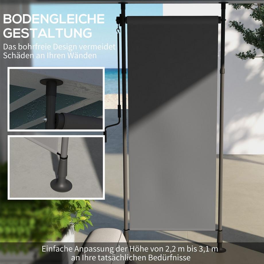 Northio Tenda da sole verticale Protezione solare Tenda avvolgibile per balcone 120x220-310 cm Resistente alle intemperie con manovella Poliestere Grigio scuro per terrazza e giardino  