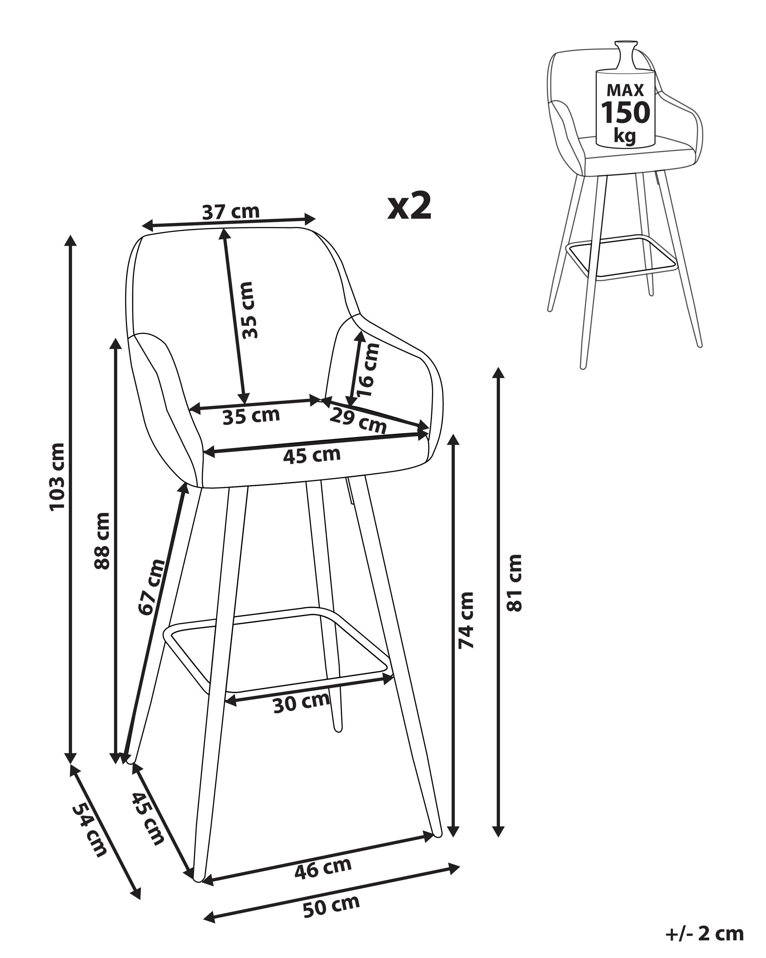 Beliani Set di 2 sedie alte en Bouclé Moderno CASMALIA  