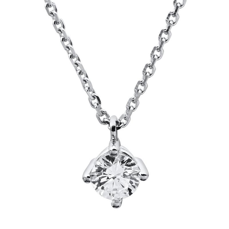 Image of Collier 585/14k Weissgold Diamant 0.25ct. 42 Cm Unisex Silber 42cm