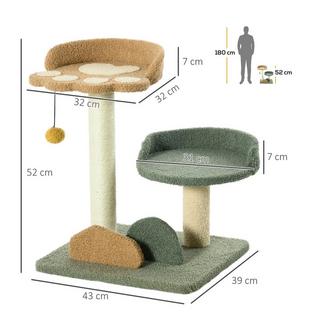 Northio  Kratzbaum 52 Cm Katzenkratzbaum Mit 2 Ebenen, Spielball, Sisal, Für Indoor 