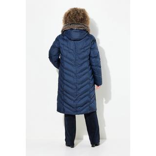 Ulla Popken Cappotto Imbottito Cappuccio Staccabile Collo Alto Tasche Zip  