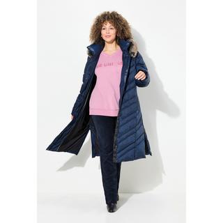 Ulla Popken Cappotto Imbottito Cappuccio Staccabile Collo Alto Tasche Zip  