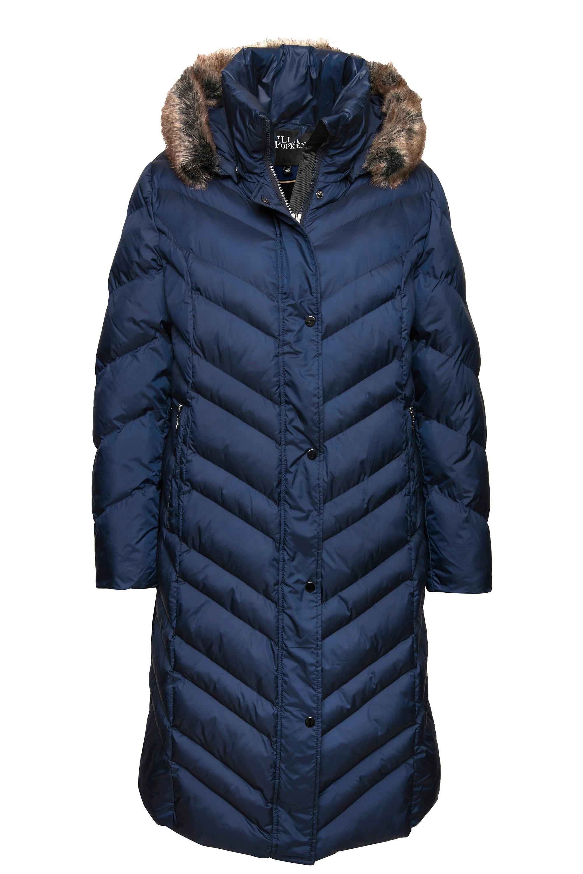 Ulla Popken Cappotto Imbottito Cappuccio Staccabile Collo Alto Tasche Zip  