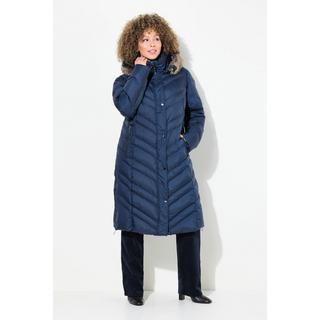 Ulla Popken Cappotto Imbottito Cappuccio Staccabile Collo Alto Tasche Zip  