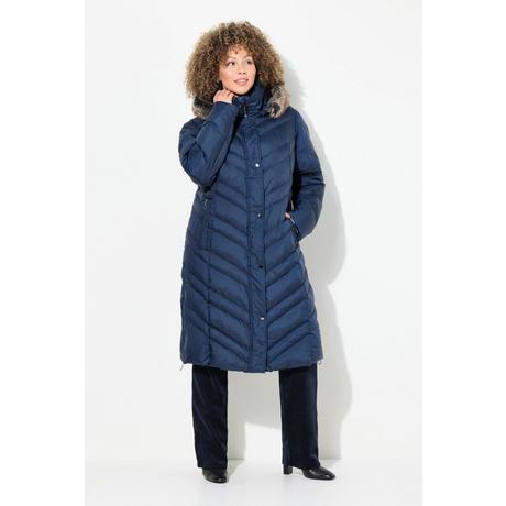 Ulla Popken Cappotto Imbottito Cappuccio Staccabile Collo Alto Tasche Zip  